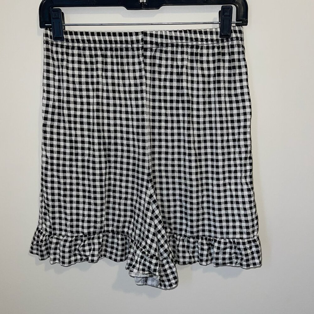 Black & White Gingham Ruffle Hem Shorts – Soft Lightweight – Size US 10 NWT